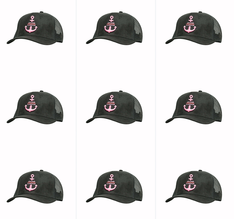 Anchor London Logo Suede Trucker Black Pink - Anchor London 