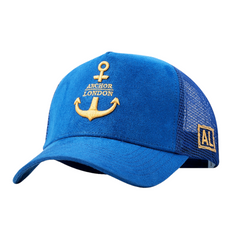 Anchor London Logo Suede Trucker Blue Yellow - Anchor London 